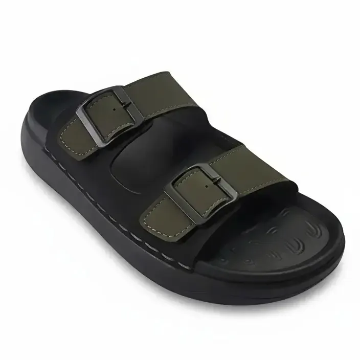 Wowzy R4 Olive — Suede-look double-strap slide